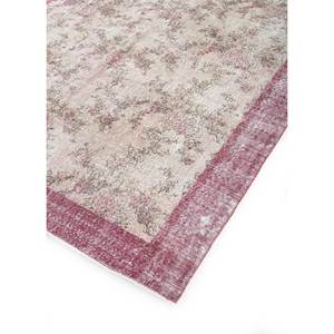 Tapis en laine vintage 9x12 rouge-orange noué à la main, motifs floraux abstraits en forme de puzzle rectangulaire pour entrée de maison, chambre d'adolescent - Pae-2005 - Product Image 2