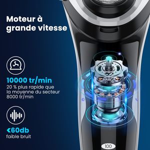 Rasoir électrique pour homme avec écran LED, tête flottante 4D, batterie rechargeable USB, étanche IPX7, rasoir rotatif, étui de voyage - Product Image 4