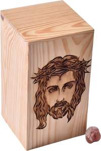 Handcrafted โกศไม้สนสําหรับเถ้ามนุษย์-Cetlic Crossและพระเยซู Face กล่องไม้โกศสําหรับเถ้าขนาดใหญ่โกศไม้กล่อง - Product Image 6
