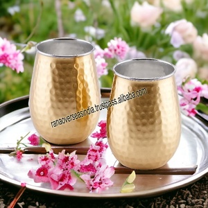 Vaso de agua al por mayor de lujo de alta calidad, vaso de agua martillado de acero inoxidable y cobre para el hogar - Product Image 2