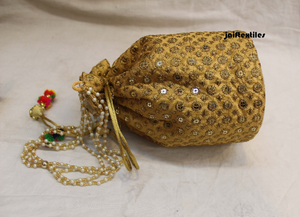 Bolsa de Potli bordada hecha a mano india para mujer, bolsa de trabajo con lentejuelas, bolsa de Potli con cordón, recuerdo de boda, regalo de devolución, regalo de fiesta - Product Image 2