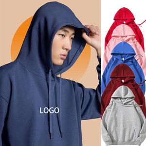 Sweat à capuche surdimensionné en coton épais unisexe imprimé lavage à l'acide de luxe saison hivernale polaire sans ficelle motif solide pour hommes femmes - Product Image 3