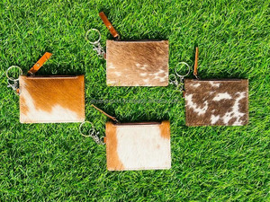 Porte-monnaie et porte-cartes en cuir avec porte-clés, nouveaux arrivages de vrais cheveux faits à la main - Product Image 4