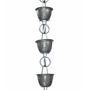 Chaîne de pluie en métal pour la décoration de la maison et du jardin, best-seller, en forme de fleur, argent martelé, chaîne de pluie suspendue - Product Image 1