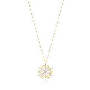 Collier pendentif artisanal en forme de flocon de neige avec pierre CZ Baguette, bijoux en argent 925 turc en gros - Product Image 1