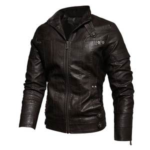 High Quality PU <b>Faux</b> <b>Men</b> <b>Leather</b> <b>Jacket</b> Stylish Winter Biker Outerwear - Product Image 4
