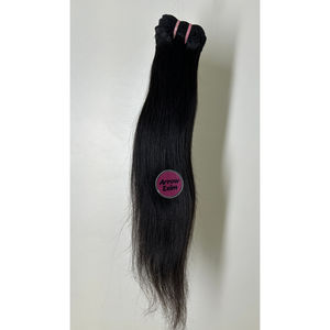 Extensions de cheveux humains lisses vierges Remy 100g, double trame machine, provenance Inde, donneur unique, noir naturel - Product Image 3