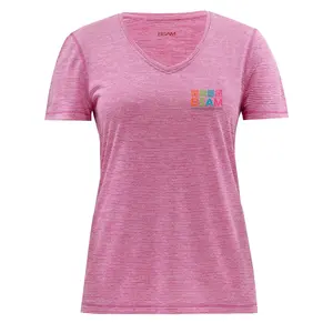 스트라이프 폴리에스터 반팔 V-넥 여성용 티셔츠 여름 착용 방글라데시 공장의 힙합 티셔츠 제조업체