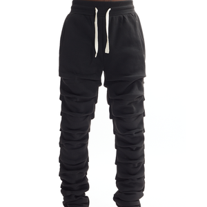 Pantalones de chándal de hombre de alta calidad, con cordón, estilo acampanado, lavados, ligeros, de cintura media, estilo urbano. - Product Image 1