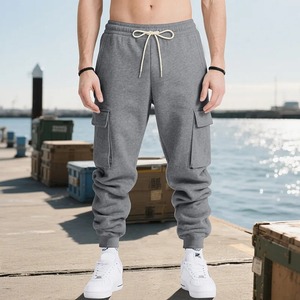 Pantalones de chándal de cintura alta de lona elásticos y cómodos para hombre, pantalones de uso diario con cintura elástica y bolsillos con cremallera, talla XL - Product Image 6