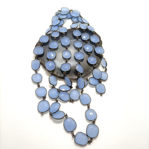 Collares de cristal con gemas de calcedonia azul en bisel, cadenas continuas al por mayor para compras a granel - Product Image 1