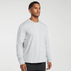 Camiseta de Manga Larga Ecológica con Logotipo Personalizado Estampado en Gris Claro, con Tela 100% Algodón Peinado para Hombre - Product Image 3