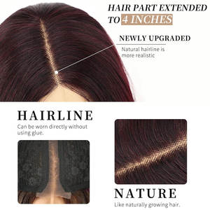 Peluca sintética ondulada rubia larga con frente de encaje para mujer, pelo de alta calidad, suave, cómodo, ropa de fiesta diaria, Rojo - Product Image 3