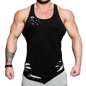 Wholesale sportswear apparel deep cut <b>gym</b> tank top curved Latest Design Custom Logo Fitness Wear Tank Top Stringer - Product Image 1
