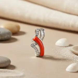 Pendentif chic en diamant avec corail argenté pour bijoux de mode féminins - Product Image 2
