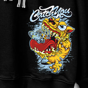 เสื้อสเวตเตอร์คอกลมคอกลมทรงหลวมมีฮู้ดพิมพ์ลายด้านหน้าสำหรับฤดูหนาวผ้าคอตตอนขนาดใหญ่ - Product Image 2