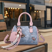 Sac à bandoulière décontracté pour filles 2025 en jean brodé et cuir PU, durable, imperméable, avec doublure en polyester, fabrication ODM