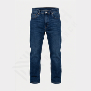 Jeans en denim pour homme, coupe slim, respirant, taille mi-haute, jambe droite, avec trou décoratif, fournisseur en gros, conception personnalisée - Product Image 1