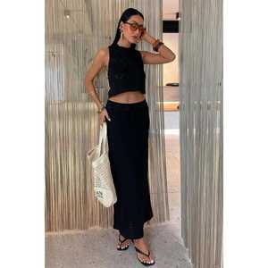 Conjunto de punto calado 10097 transpirable de verano con detalle cruzado en la espalda y detalles cruzados para mujer - Product Image 5