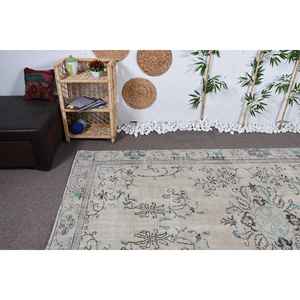 Tapis de 6,5 x 9,9 pieds, grand tapis turc vintage, tapis en laine beige - Product Image 5