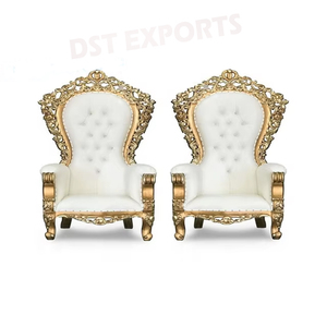 Chaises de mariage à dossier haut Chaises de réception de mariage indiennes de luxe Trône de mariage de fantaisie pour les mariés - Product Image 1