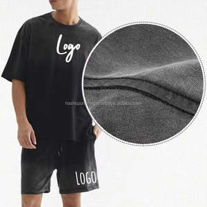 เสื้อยืดและกางเกงขาสั้นผู้ชายแบบเซ็ต ลายกราฟิกโลโก้ ออกแบบเองได้ ผลิตตามสั่ง ผ้าฝ้าย 100% ซักย้อมสีเอซิด สำหรับฤดูร้อน - Product Image 2