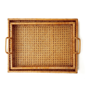 Plateau flottant décoratif en rotin pour piscine Forme carrée Organisateur de petit déjeuner fait main Plateau en rotin artisanal - Product Image 1