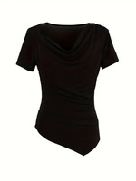Lot de 3 T-shirts ajustés à col rond pour femme, couleur unie 3D personnalisée, manches courtes, respirants, en coton biologique écologique, anti-plis
