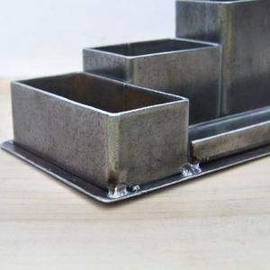 Square metal pen holder featuring minimalist look for modern <b>office</b> decor and home study <b>desk</b> use - Product Image 3
