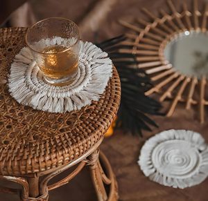 Macrame <b>Placemats</b> Woven Boho Handmade Absorbent <b>Placemats</b>, for Desk <b>Table</b> Kitchen <b>Dining</b> Room Drink - Product Image 3