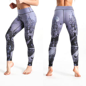 กางเกงออกกำลังกายผู้หญิงแบบสั่งทำ OEM พิมพ์ลายซิลค์สกรีน เอวกลาง ยืดได้ 4 ทิศทาง เหมาะสำหรับโยคะ ฟิตเนส วิ่ง ป้องกันแบคทีเรีย - Product Image 6