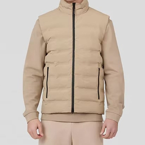 Meilleures ventes Gilet d'hiver en denim pour hommes, couleur unie, col montant avec logo avant, veste épaisse vintage, vente en gros - Product Image 5