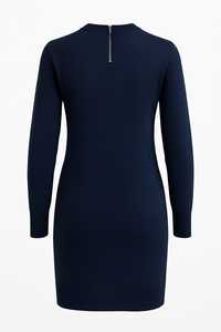 Classique femmes col rond laine robe droite Superfine tricoté fermeture à glissière hiver coupe régulière genou longueur Style décontracté - Product Image 2