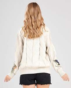 Women's <b>Cable</b> <b>Knit</b> Long Sleeve Open Front Cardigan Sheep V-Neck Button Down Embroidery Wool Blend <b>Sweater</b> Coat Outwear - Product Image 5
