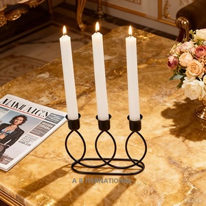 Bougeoir en fil métallique noir à 3 bras, candélabre décoratif en fer pour la Saint-Valentin, Noël, autres bougeoirs, lanternes - Product Image 4