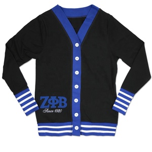 Cardigan en chenille tricoté uni à lettres grecques personnalisées, col en V, respirant, anti-rétrécissement, fermeture boutonnée recouverte, laine/acrylique, décontracté - Product Image 1