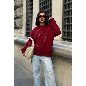 Sudadera de Punto Adornada con Piedras Plateadas, Colección 8052 - Product Image 1