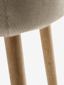 Taburete de Bar tapizado de cuero crema moderno con patas de madera cónicas Silla de comedor para apartamento - Product Image 5