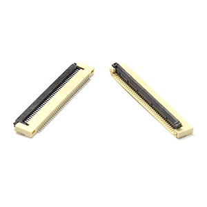 ZFPC SMT FFC FPC (câble plat flexible) à angle droit en bronze phosphoreux 1.5H 0.60W 10~60 broches, finition étain, 1 rangée 857BXXPTX-43_0.5ph, en bobine - Product Image 1