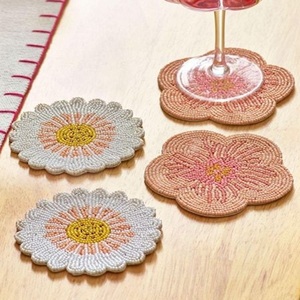 Perles de rocaille perlées broderie sous-verre fait à la main décor de Table élégant graine perlée broderie sous-verre conception personnalisée - Product Image 3