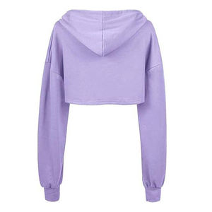 Vente chaude prix d'usine décontracté vêtements pour femmes grande taille respirant haut court à manches longues sweats à capuche courts nouveau Style de mode - Product Image 4