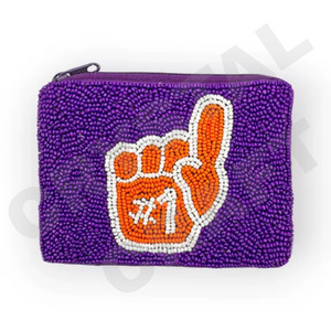 Number one purple Design Customized Seed Beaded Coin Pouch Wallet Beautiful Coin Purse with <b>Fashionable</b> <b>Accessory</b> Features - Product Image 1