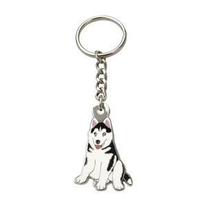 <span class=keywords><strong>Porte</strong></span>-clés personnalisés en métal émaillé rigide pour animaux de compagnie, motif animal de dessin animé mignon, design <span class=keywords><strong>Husky</strong></span> audacieux - Product Image 1