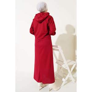 ชุดเดรสมีฮู้ดชุด2ชิ้นสีแดงม่วง - Product Image 2