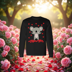 Camiseta de Manga Larga con Koala Adorable y Corazones para el Día de San Valentín, Camiseta Promocional con Diseño de Koala - Product Image 3