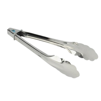 Voedselveilige roestvrijstalen saladetang met zilveren afwerking, keukengerei, metalen ijstang, voedselklem, keukengerei voor thuis.
