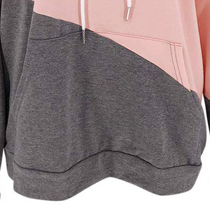 Sudadera de punto de gran tamaño, sudaderas con capucha grises antiretráctiles para invierno y otoño para mujer, sudaderas con capucha con logotipo personalizado para mujer - Product Image 4
