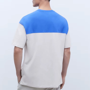 Camiseta con hombros caídos y diseño de logotipo personalizado informal para hombre, 100% algodón, alta calidad, nuevo punto de gran tamaño, empalme de Color - Product Image 2