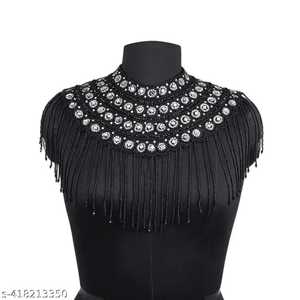 Elegante capa recta burlesca con hebras de cuentas y lentejuelas traje de Club festivo sujeta el cuello hermosa ropa de Festival - Product Image 4