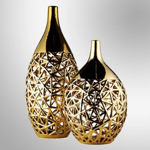 Elegante florero de aluminio dorado simple Ins Design Home Decor para sala de estar y bodas - Product Image 4